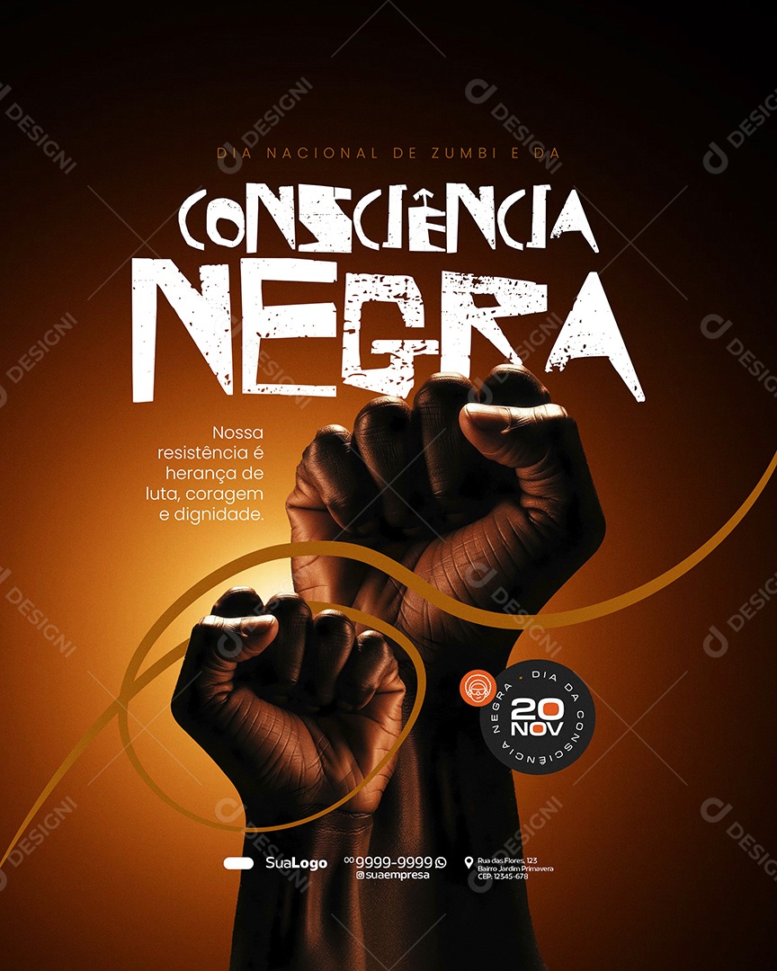 Dia da Consciência Negra 20 de Novembro Herança Social Media PSD Editável