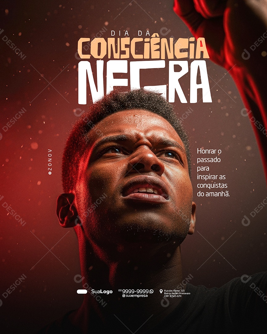 Dia da Consciência Negra 20 de Novembro Honrar Social Media PSD Editável
