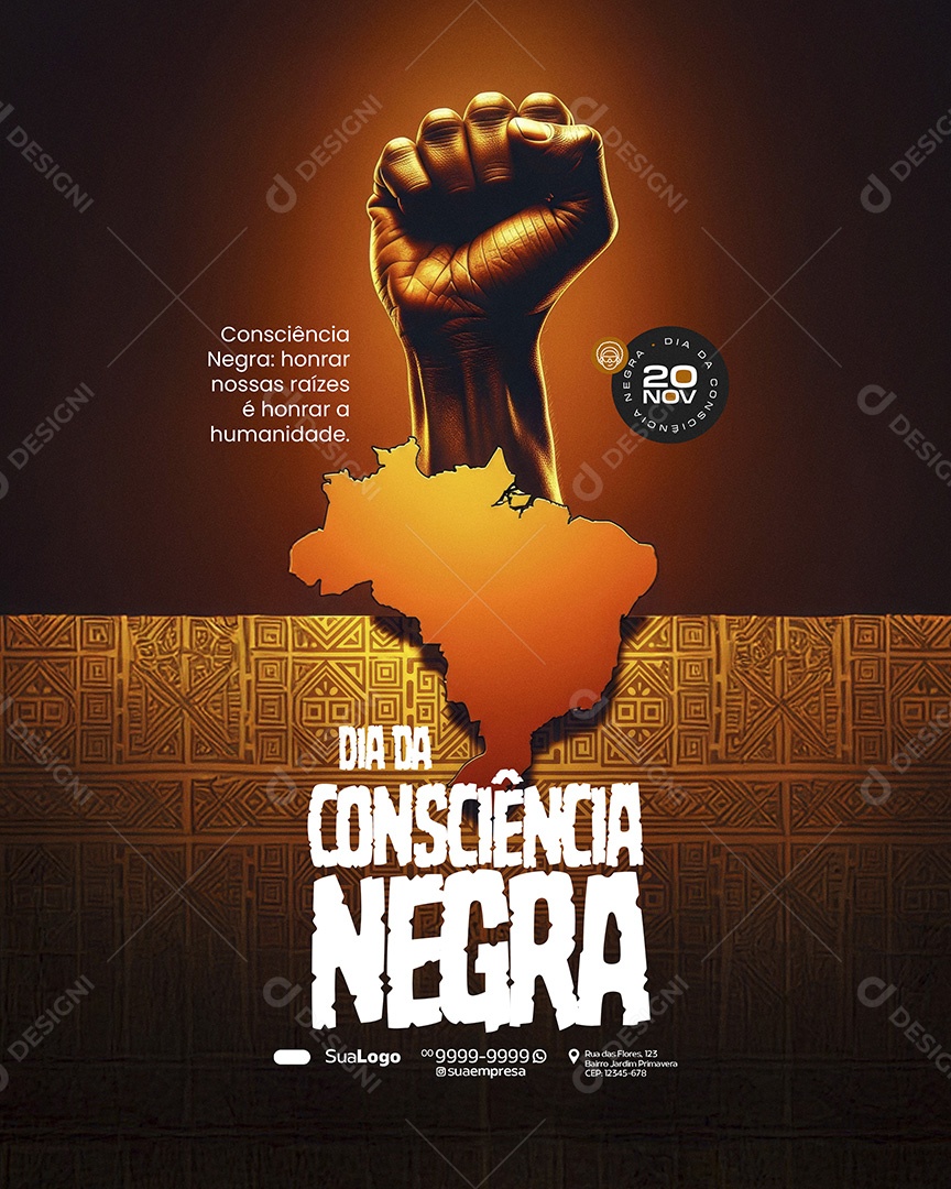 Dia da Consciência Negra 20 de Novembro Humanidade Social Media PSD Editável