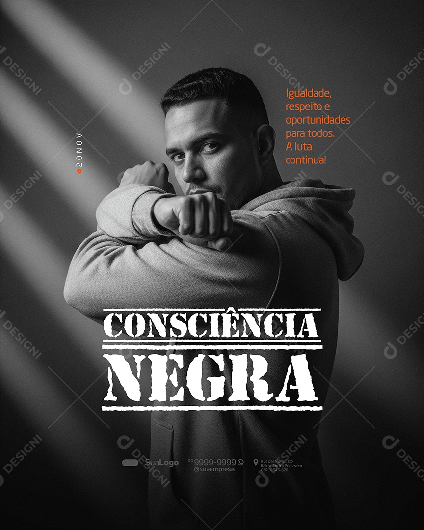 Dia da Consciência Negra 20 de Novembro Igualdade Social Media PSD Editável