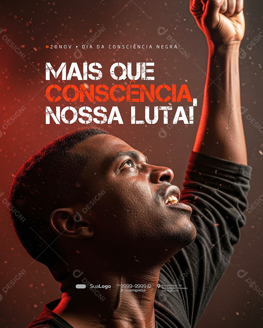 Dia da Consciência Negra 20 de Novembro Mais que Conscência Social Media PSD Editável