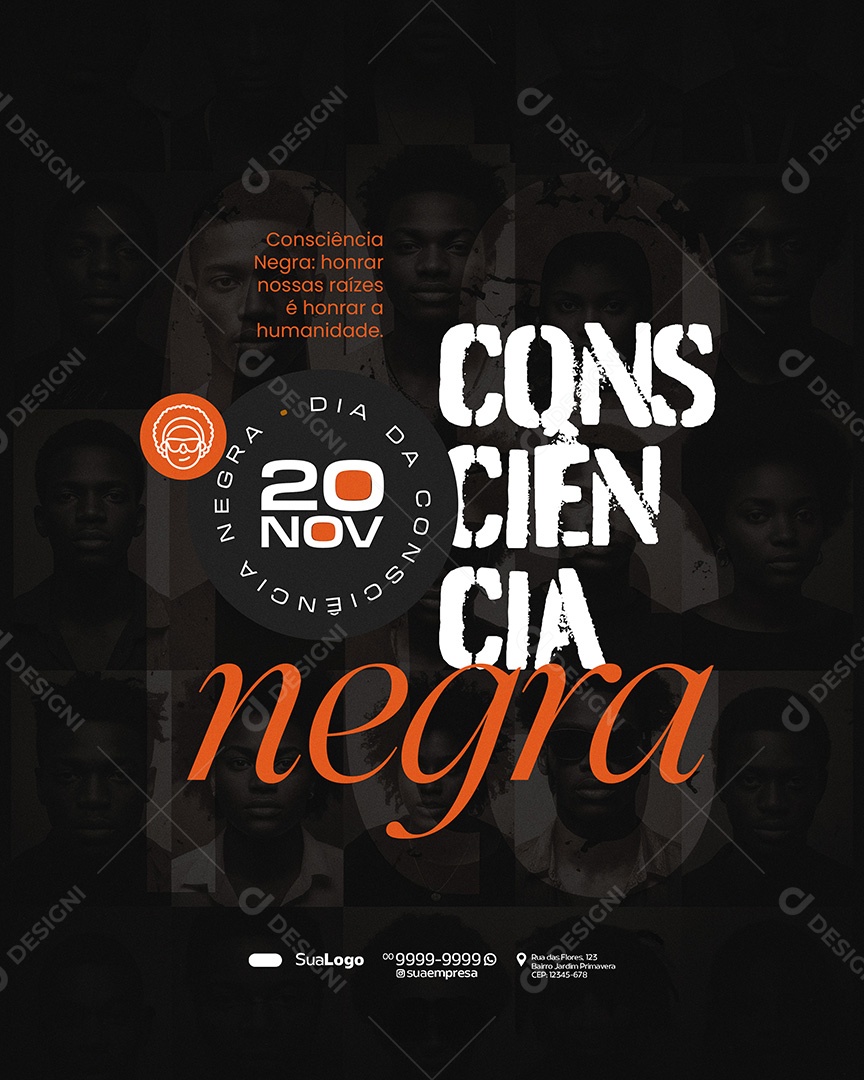 Dia da Consciência Negra 20 de Novembro Raízes Social Media PSD Editável
