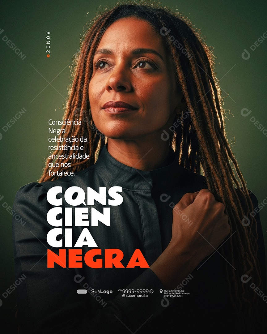 Dia da Consciência Negra 20 de Novembro Resistência Social Media PSD Editável