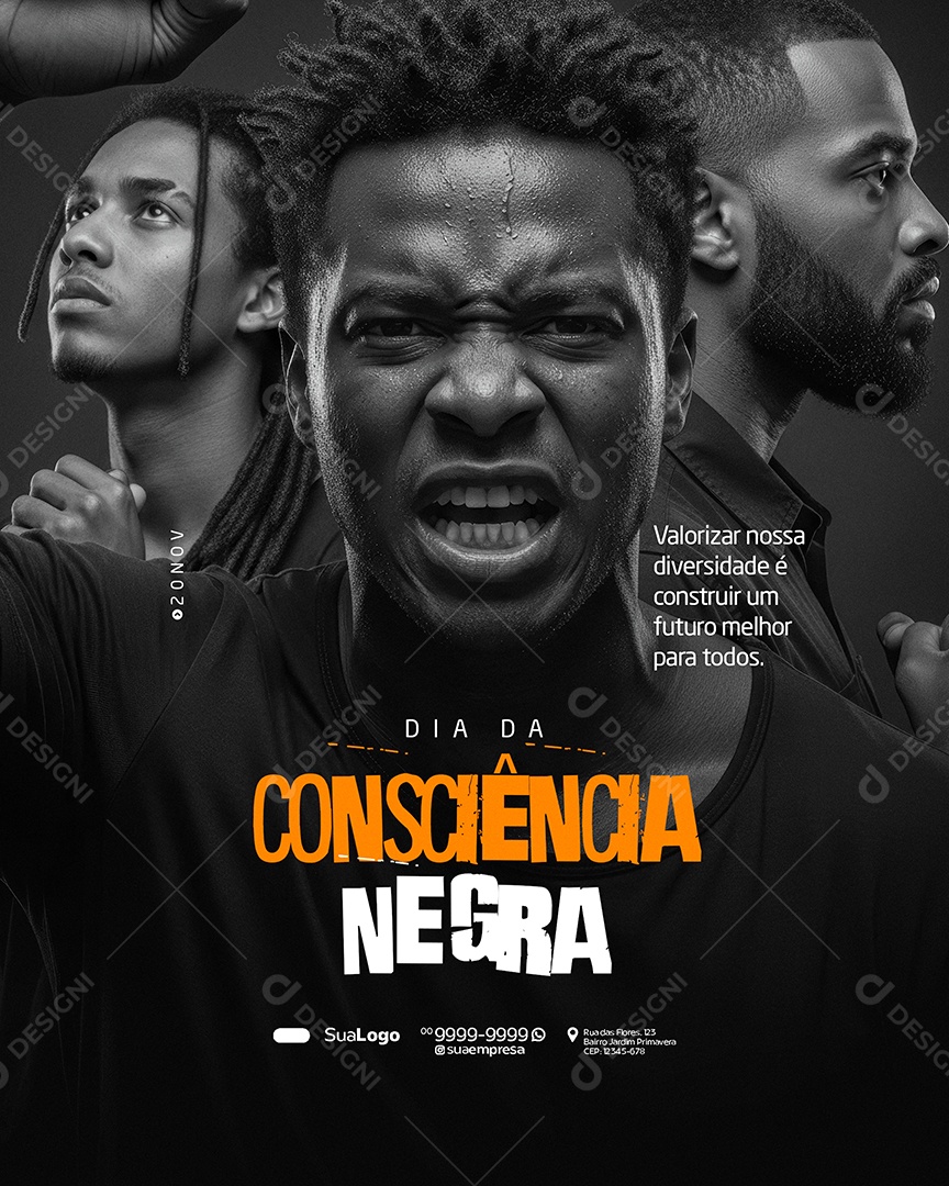 Dia da Consciência Negra 20 de Novembro Valorizar Social Media PSD Editável