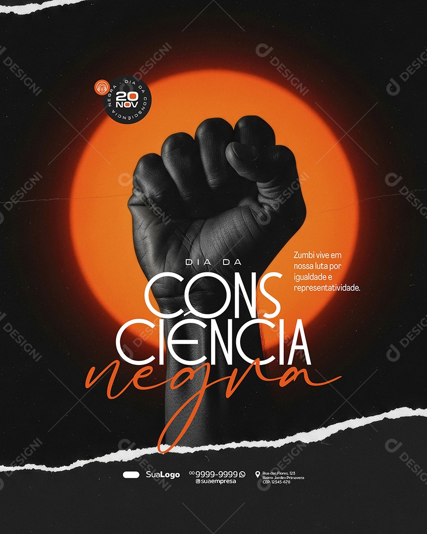 Dia da Consciência Negra 20 de Novembro Zumbi Social Media PSD Editável