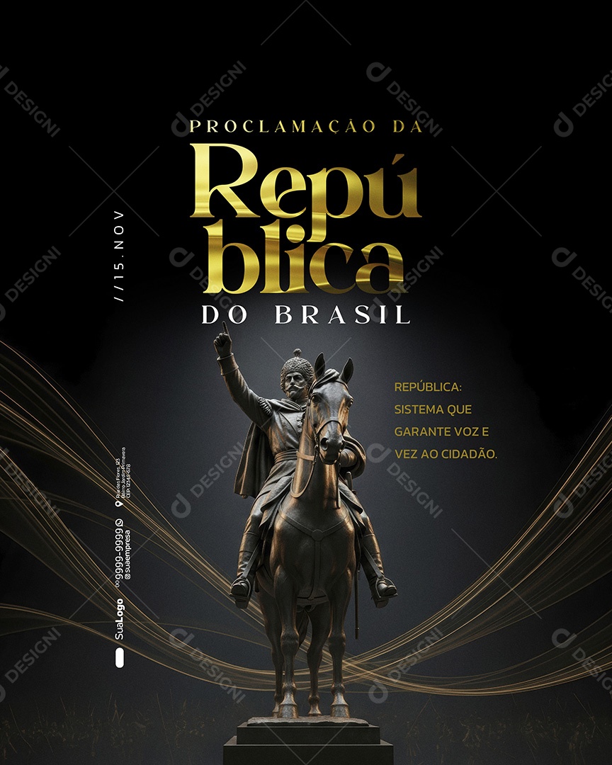 Dia da Proclamação da República do Brasil 15 de Novembro Sistema Social Media PSD Editável
