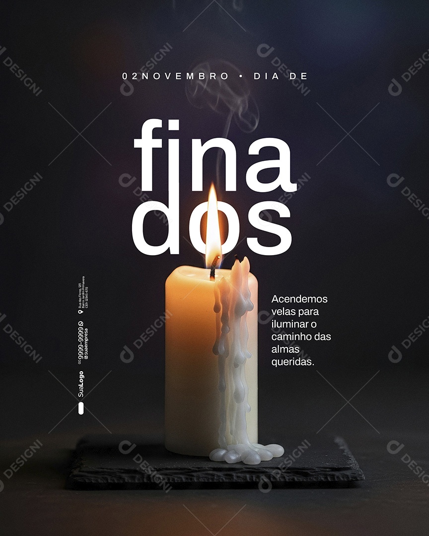 Dia de Finados 02 de Novembro Acendemos Velas Social Media PSD Editavel