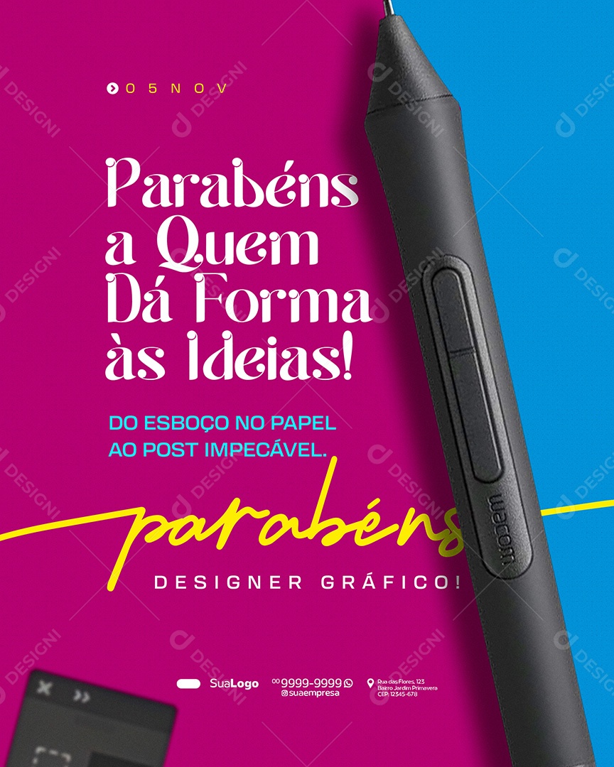 Dia do Designer Gráfico 05 de Novembro Do Esboço Social Media PSD Editavel