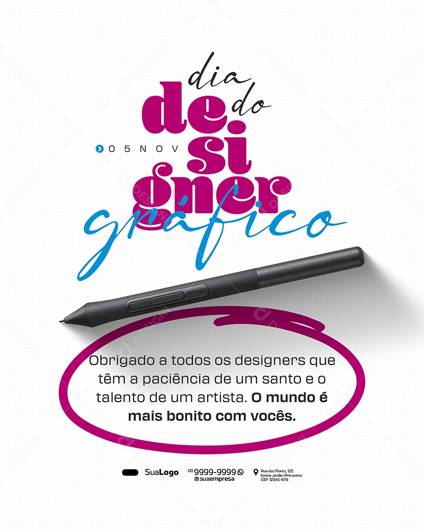 Dia do Designer Gráfico 05 de Novembro Obrigado a Todos Social Media PSD Editavel