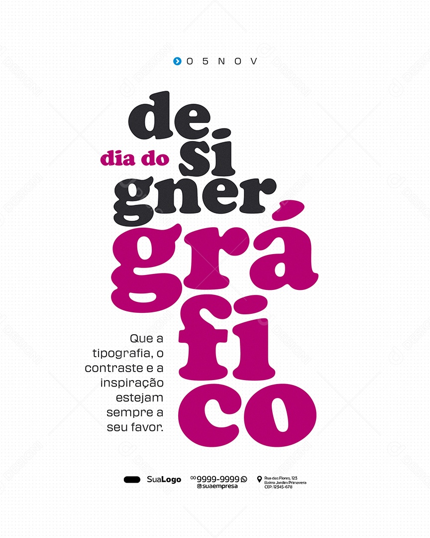Dia do Designer Gráfico 05 de Novembro que a Tipografia Social Media PSD Editavel