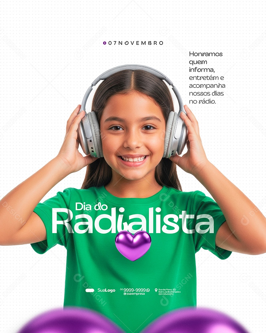 Dia do Radialista 07 de Novembro Honramos Social Media PSD Editável