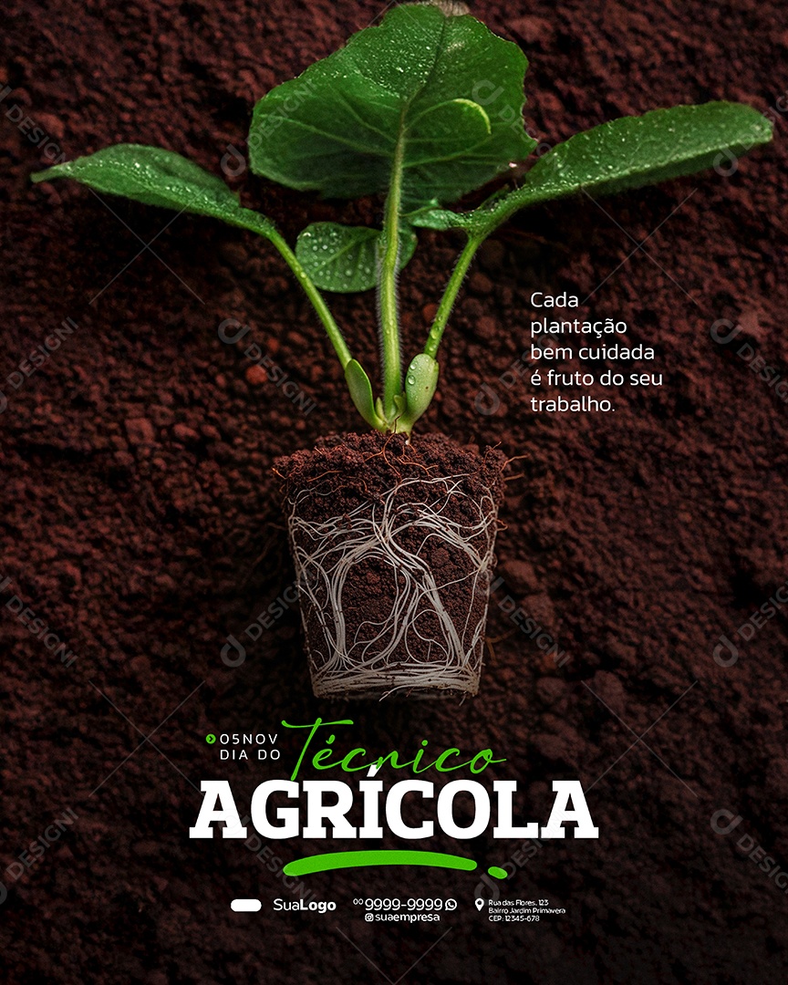 Dia do Técnico Agrícola 05 de Novembro Cada Plantação Social Media PSD Editável
