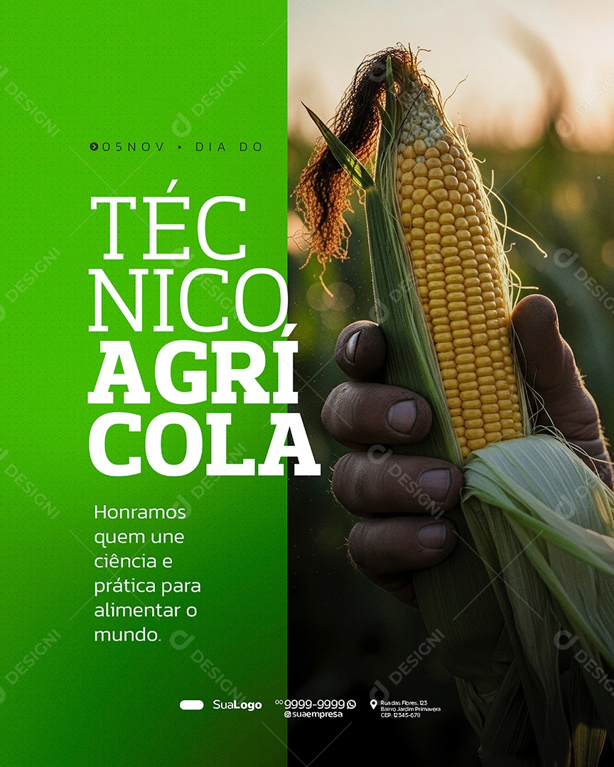 Dia do Técnico Agrícola 05 de Novembro Honramos Social Media PSD Editável