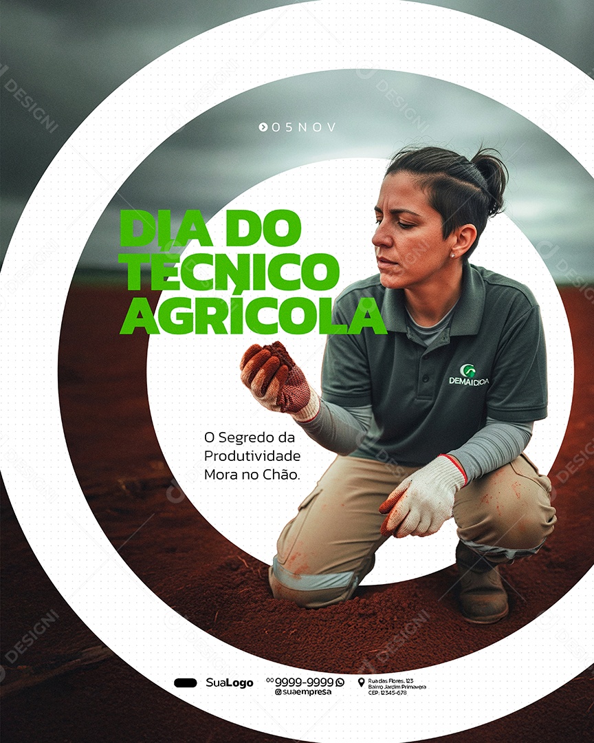 Dia do Técnico Agrícola 05 de Novembro o Segredo Social Media PSD Editável