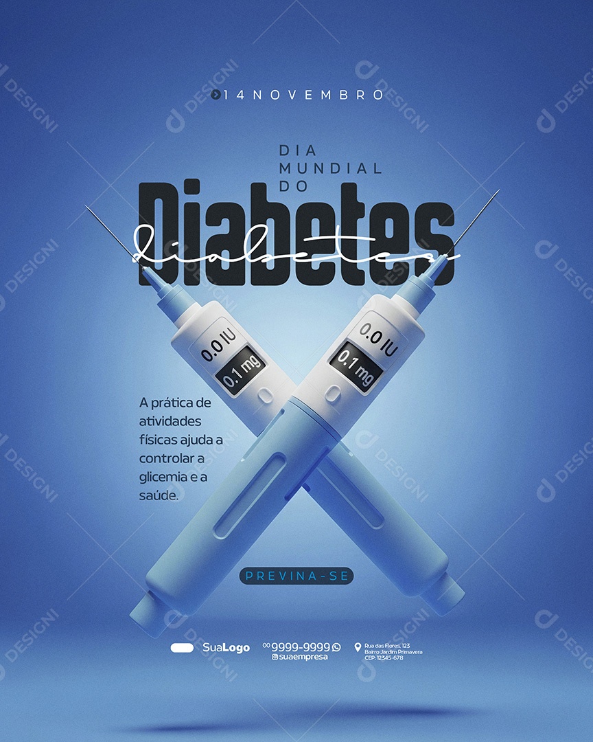 Dia Mundial do Diabetes 14 de Novembro a Prática Social Media PSD Editável