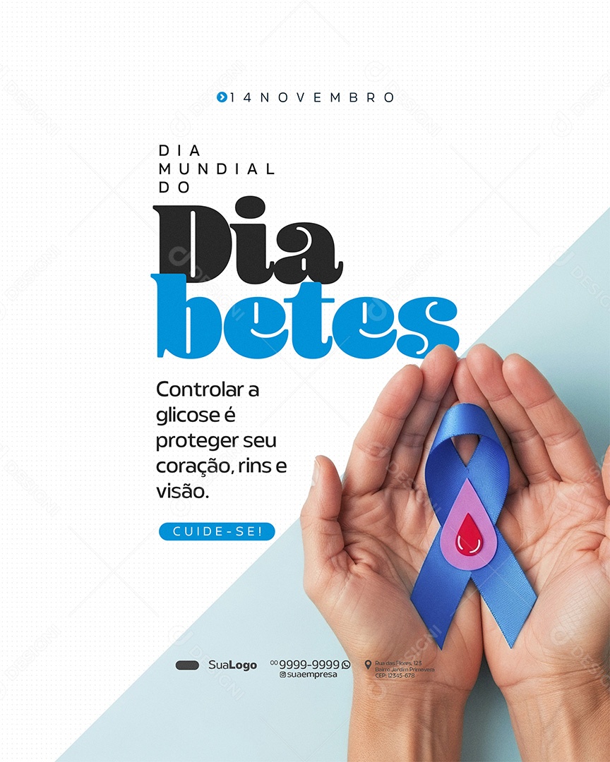 Dia Mundial do Diabetes 14 de Novembro Controlar Social Media PSD Editável