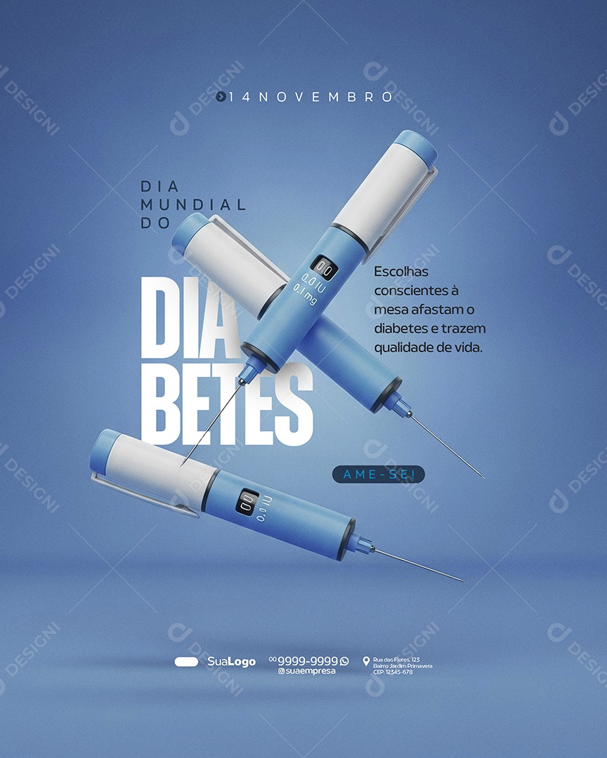Dia Mundial do Diabetes 14 de Novembro Escolhas Social Media PSD Editável