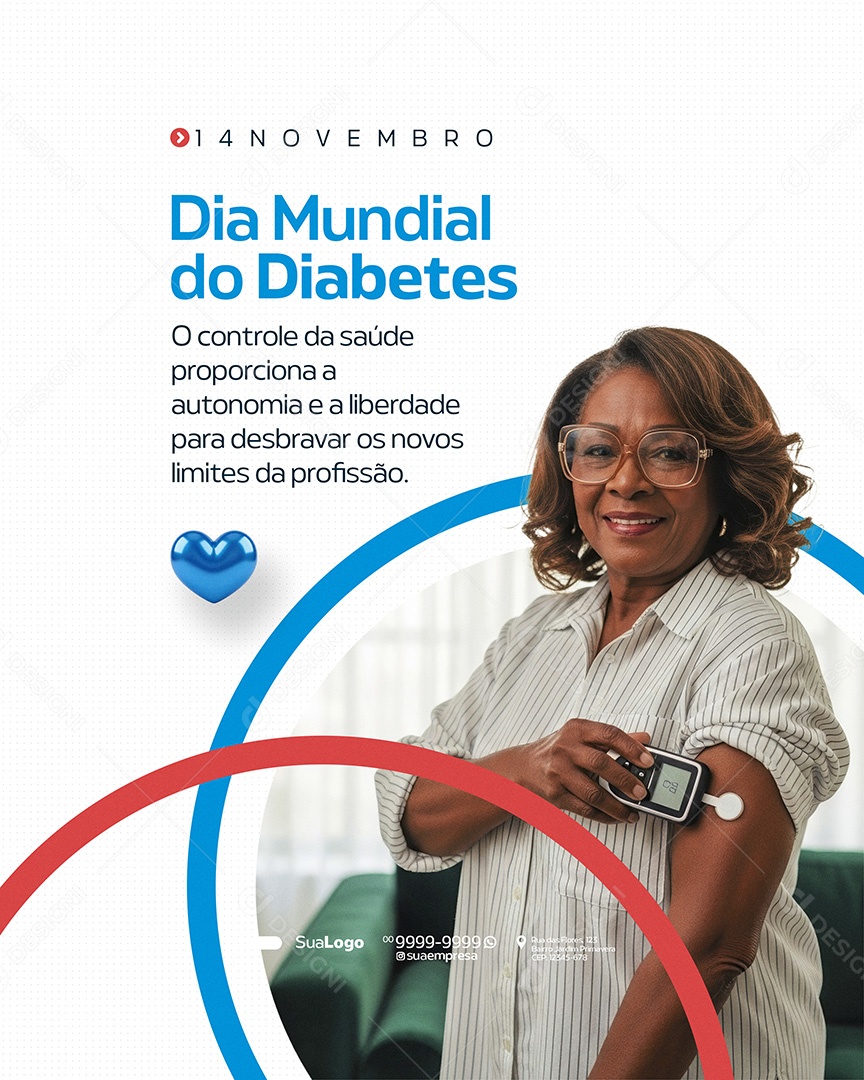 Dia Mundial do Diabetes 14 de Novembro o Controle da Saúde Social Media PSD Editável