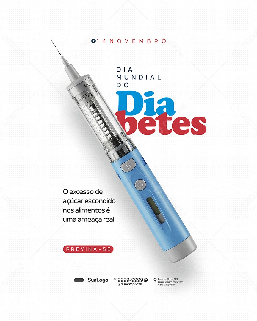 Dia Mundial do Diabetes 14 de Novembro o Exesso Social Media PSD Editável