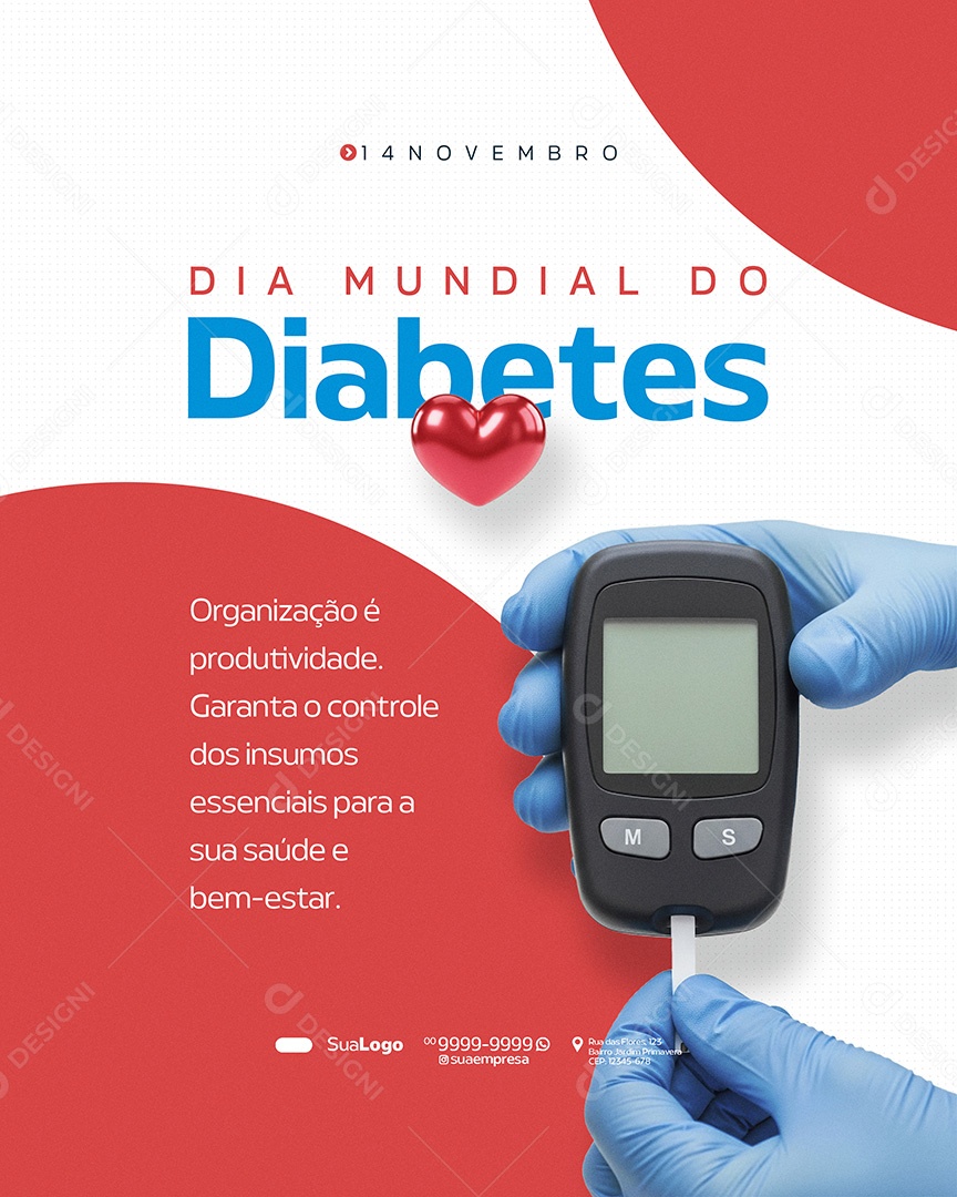 Dia Mundial do Diabetes 14 de Novembro Organização Social Media PSD Editável
