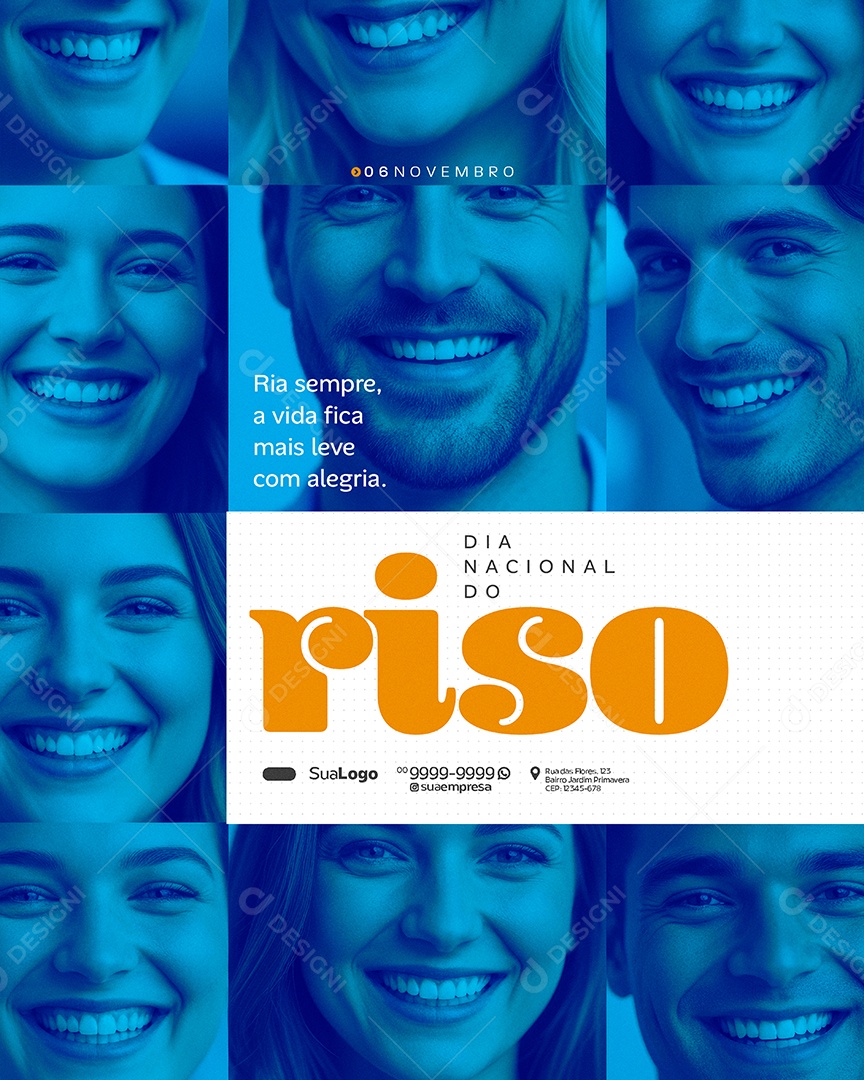 Dia Nacional do Riso 06 de Novembro Ria Sempre Social Media PSD Editável