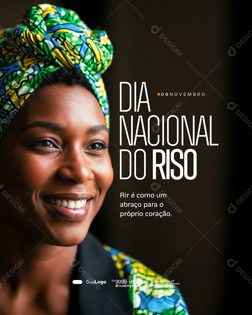Dia Nacional do Riso 06 de Novembro Rir é Como um Abraço Social Media PSD Editável