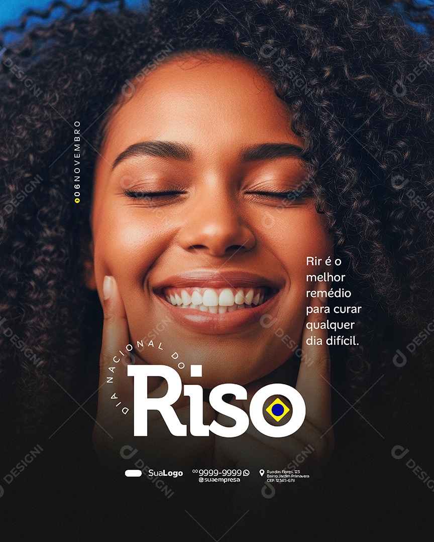 Dia Nacional do Riso 06 de Novembro Social Media PSD Editável