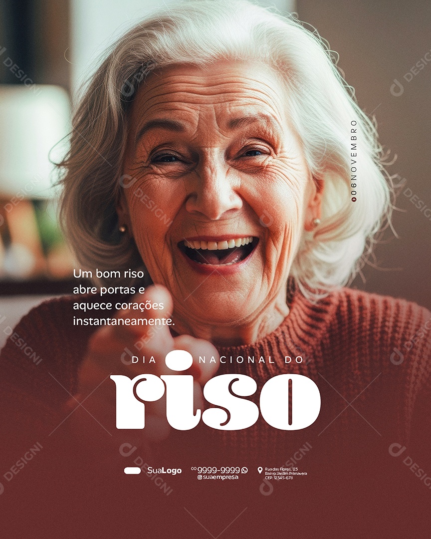 Dia Nacional do Riso 06 de Novembro um Bom Riso Social Media PSD Editável