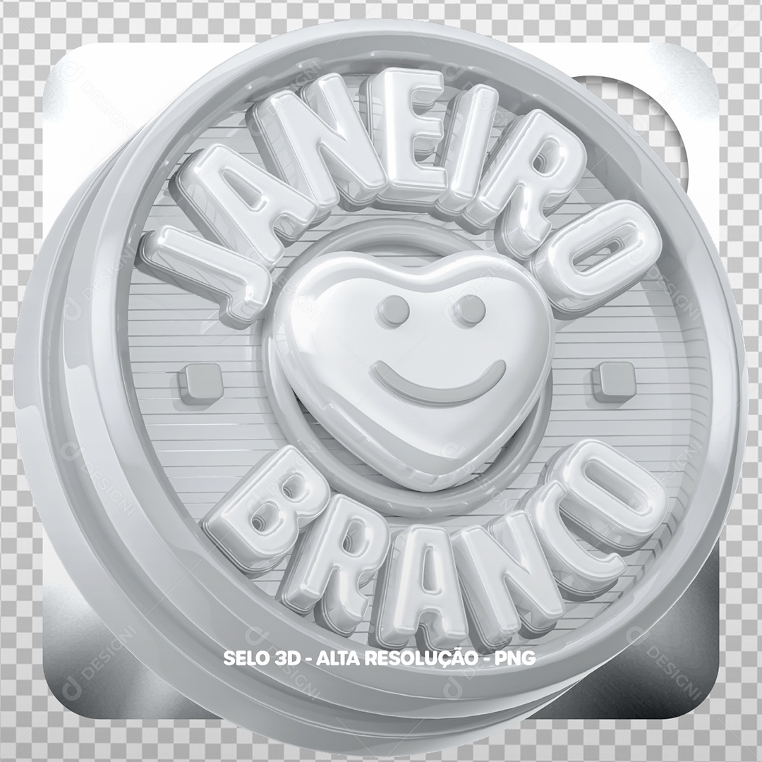 Janeiro Branco Selo 3D para Composição PSD