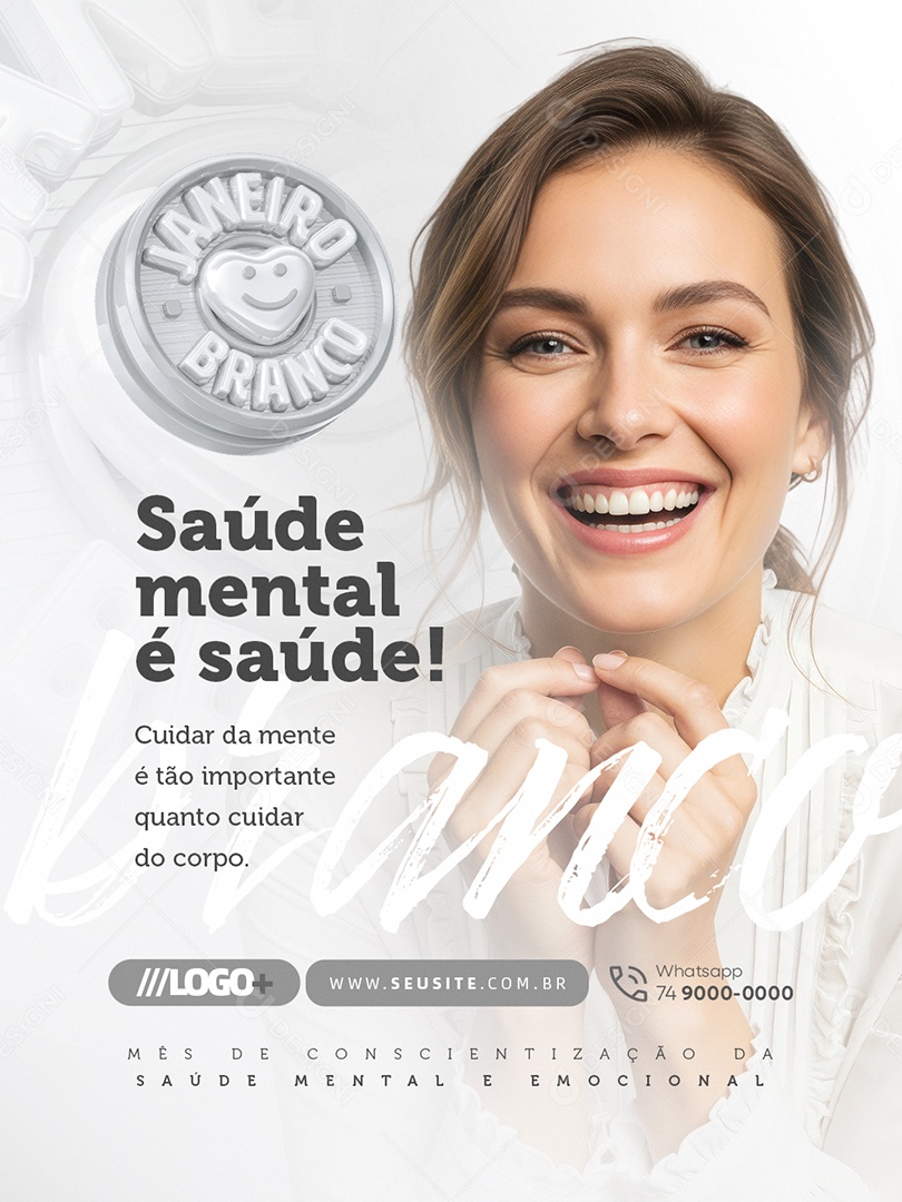 Janeiro Branco Saúde Mental é Saúde Social Media PSD Editável