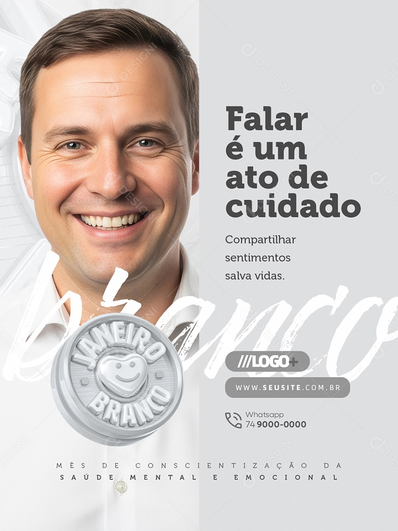 Janeiro Branco Falar é Um Ato de Cuidado Social Media PSD Editável