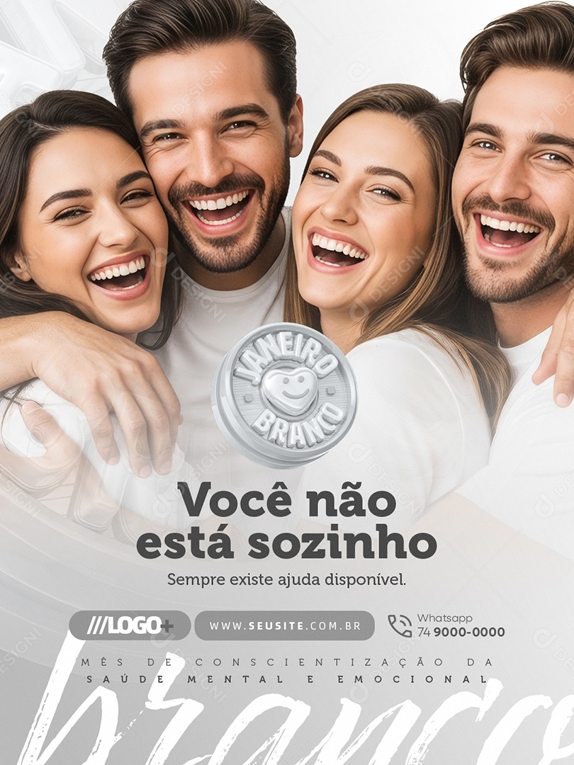 Janeiro Branco Você Não Está Sozinho Social Media PSD Editável