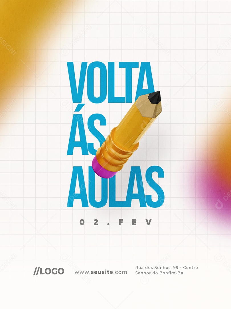 Volta às Aulas 02 de Fevereiro Social Media PSD Editável