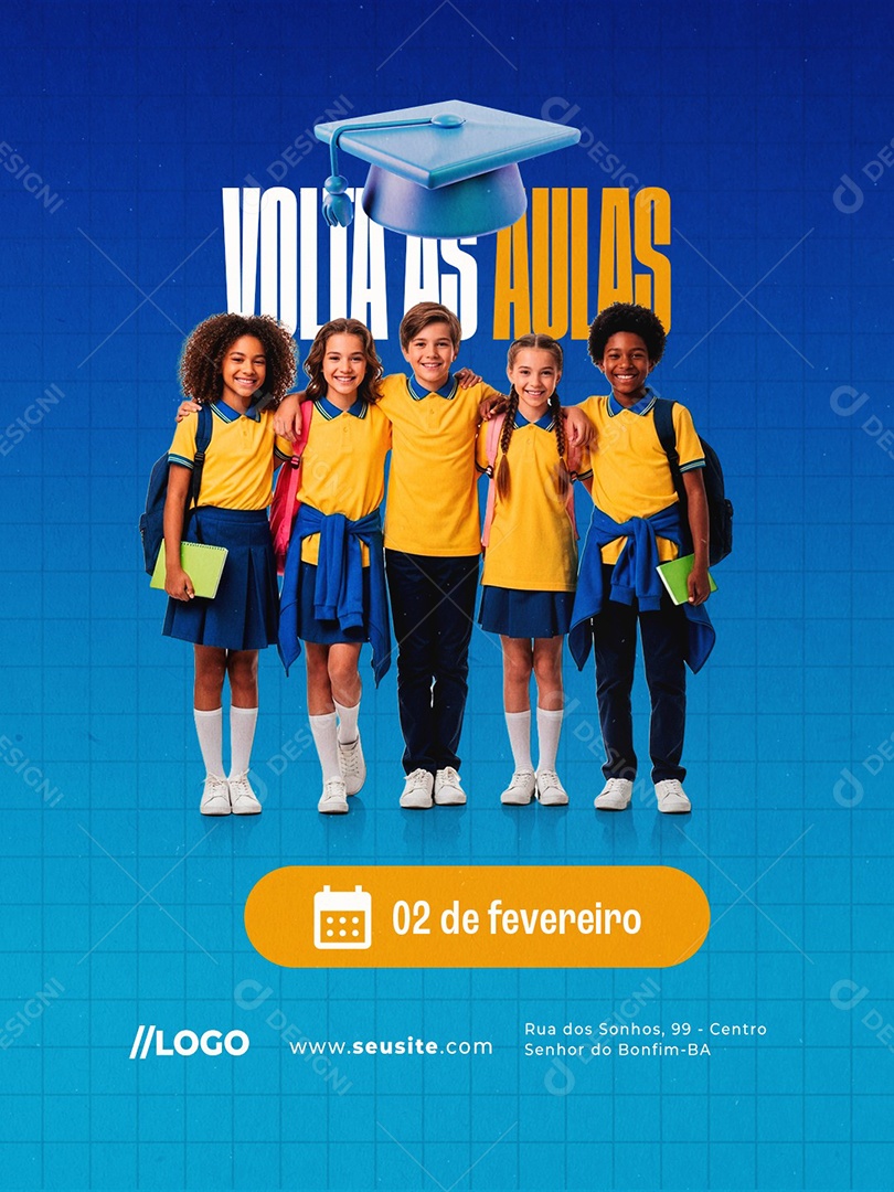 Volta às Aulas 02 de Fevereiro Social Media PSD Editável