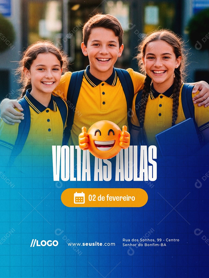 Volta às Aulas 02 de Fevereiro Social Media PSD Editável