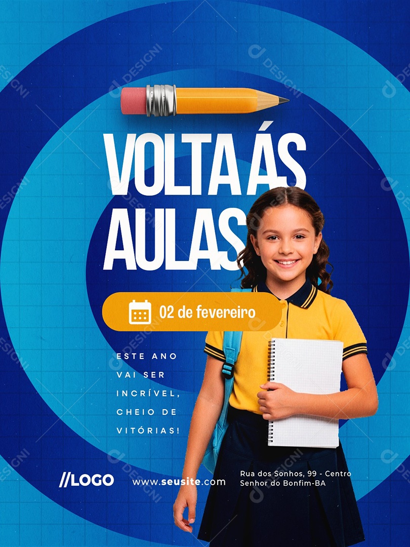Volta às Aulas Este Ano Vai Ser Incrível Social Media PSD Editável