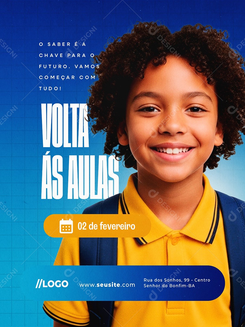 Volta às Aulas Vamos Começar com Tudo Social Media PSD Editável