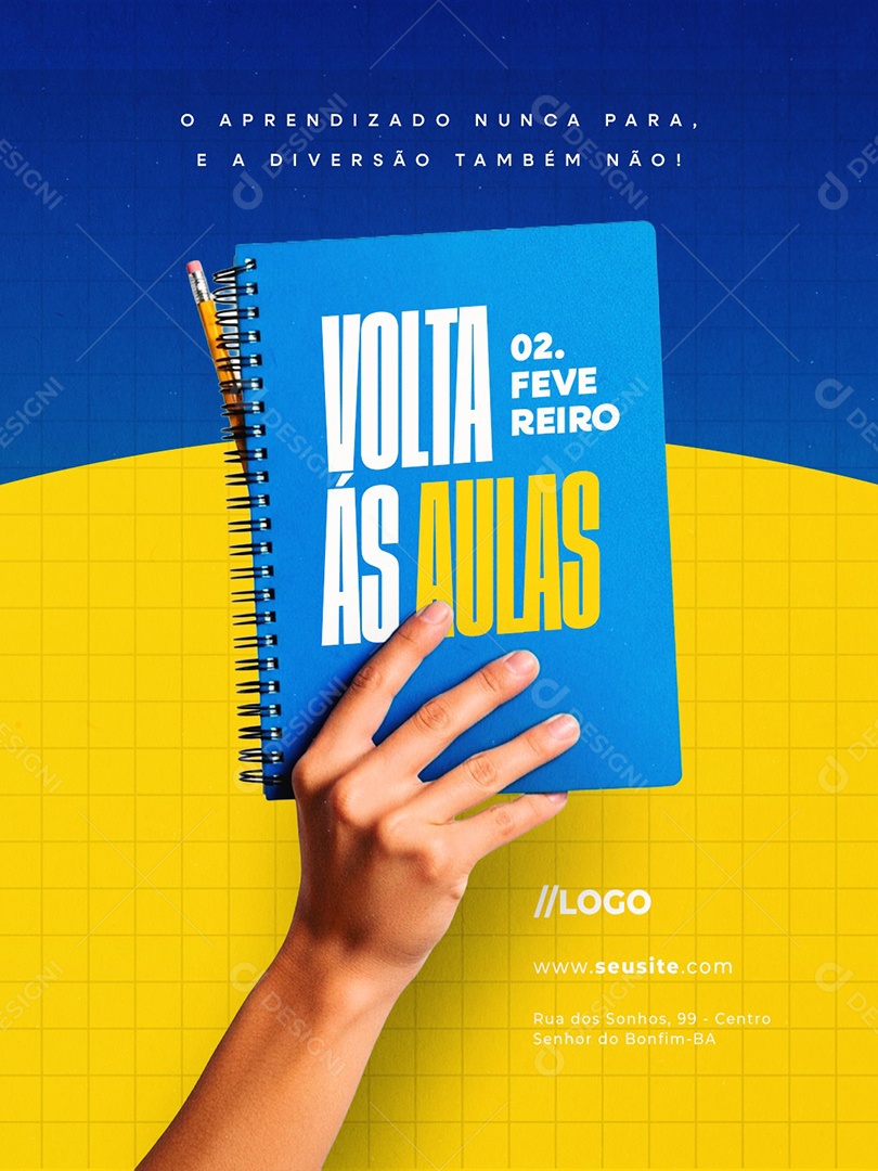Volta às Aulas Aprendizado Nunca Para Social Media PSD Editável