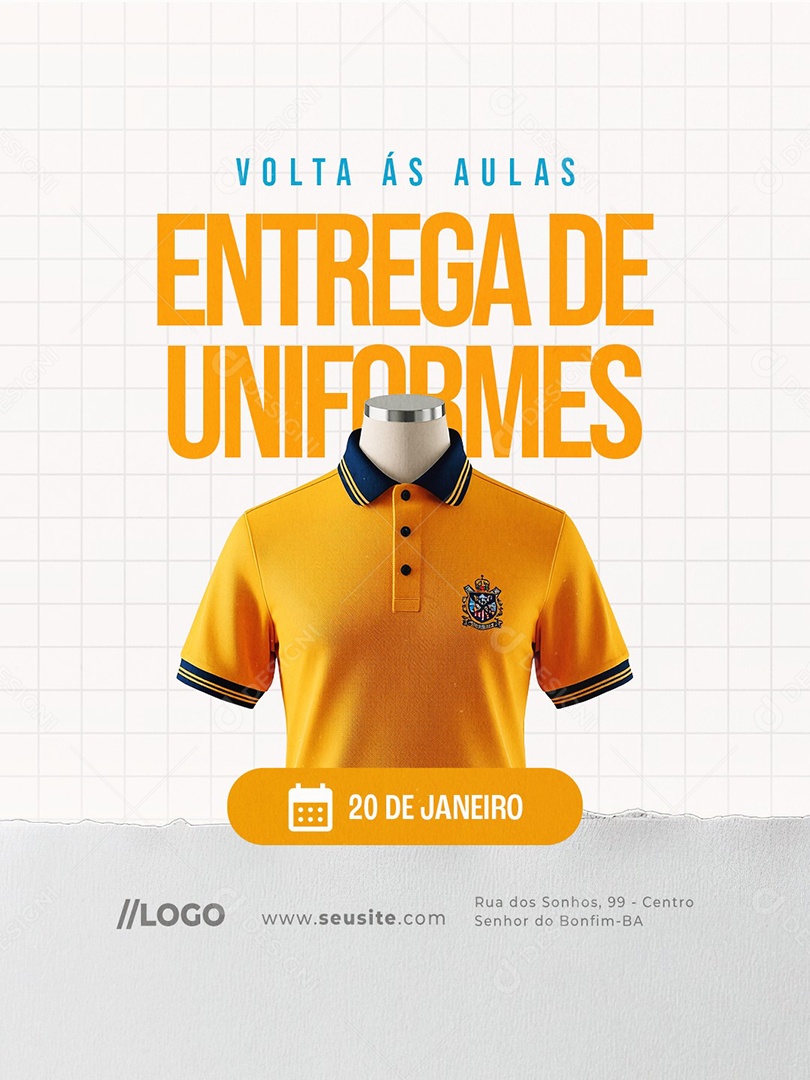 Volta às Aulas Entrega de Uniformes Social Media PSD Editável