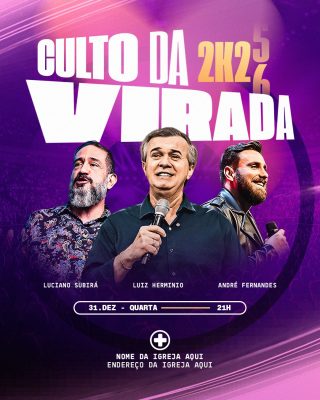 Culto da Virada 2K25 2K26 Luiz Herminio Flyer PSD Editável