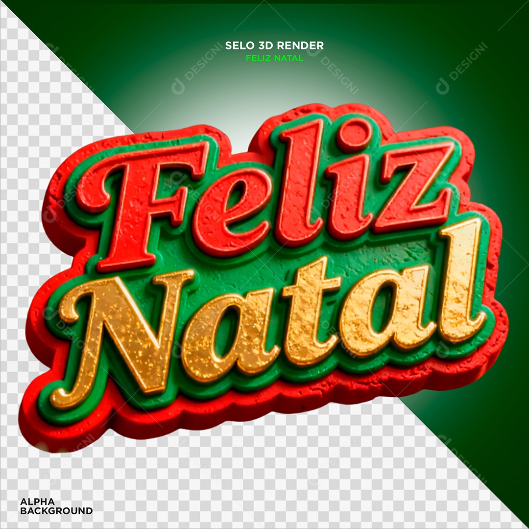 Feliz Natal Selo 3D para Composição PSD