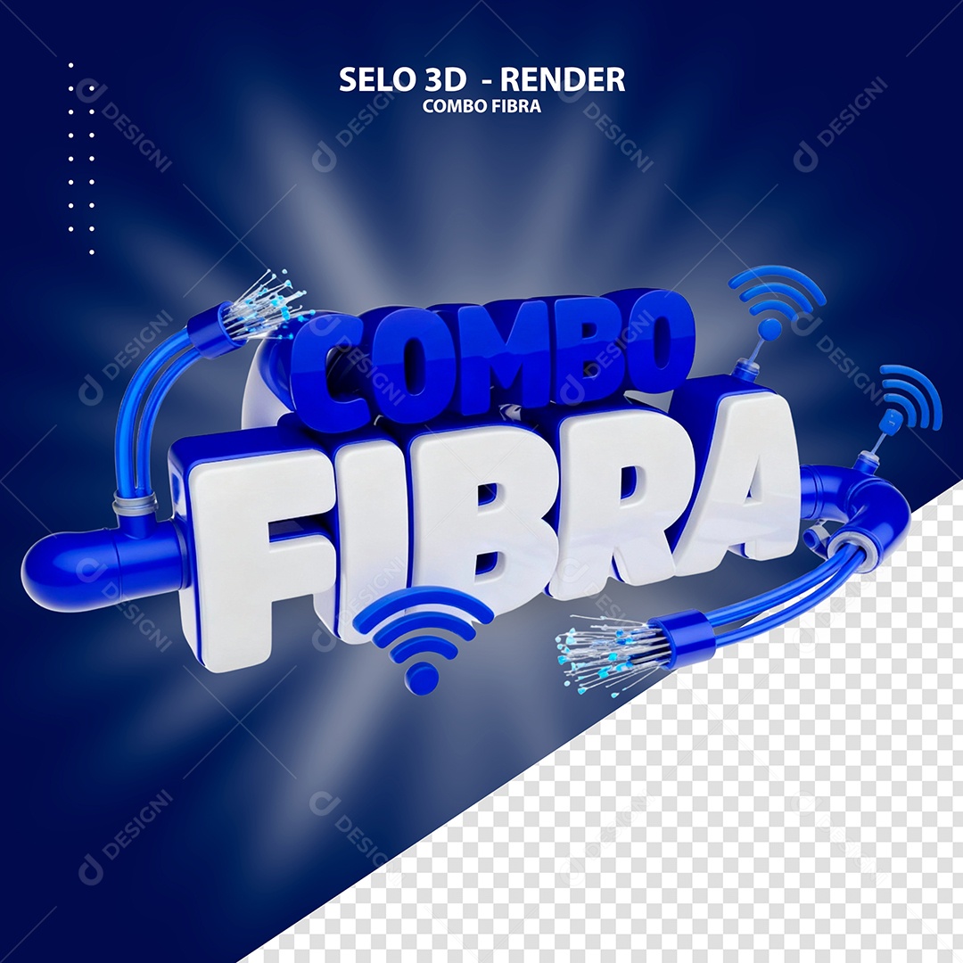 Combo Fibra Selo 3D Azul e Branco para Composição PSD