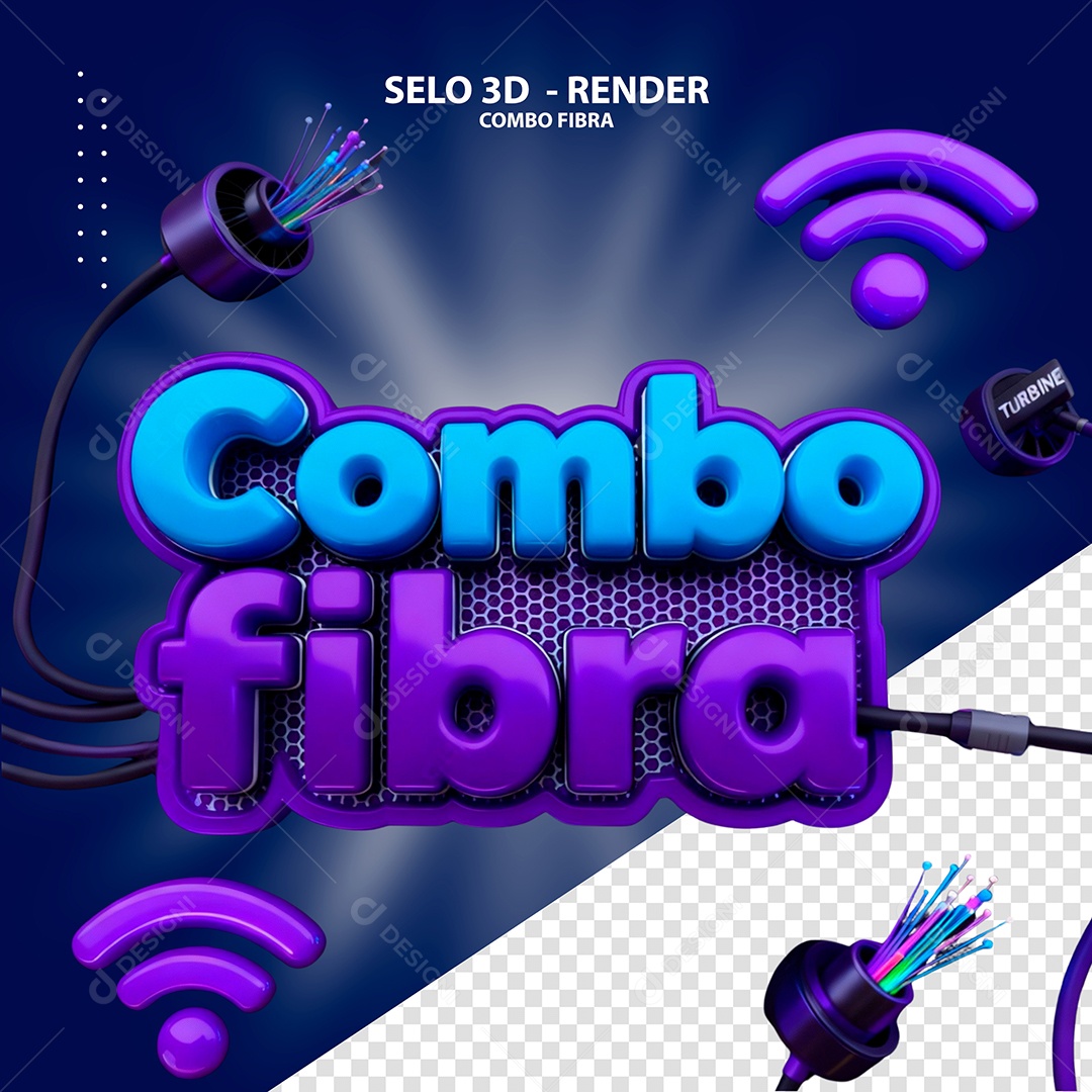 Combo Fibra Selo 3D Azul e Roxo para Composição PSD