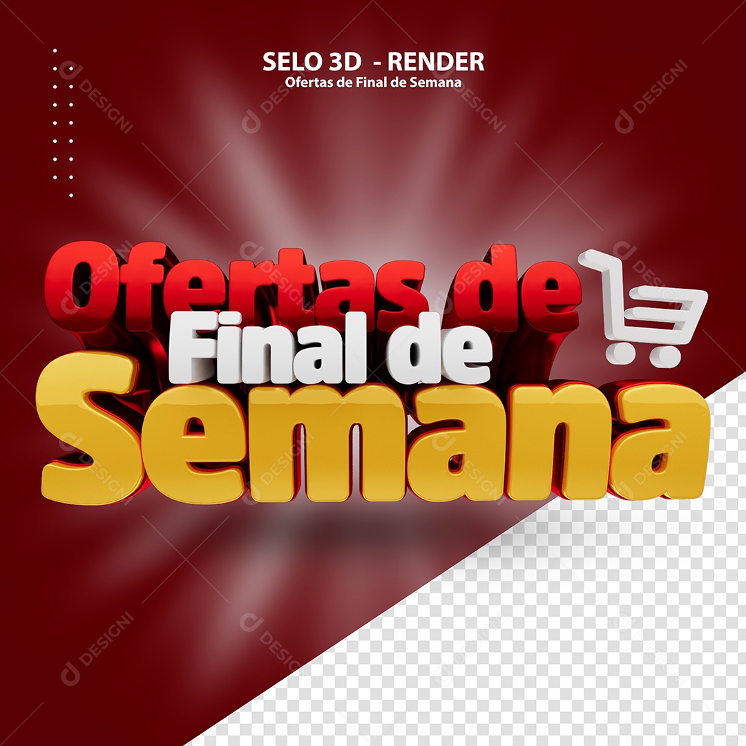 Ofertas de Final de Semana Selo 3D para Composição PSD