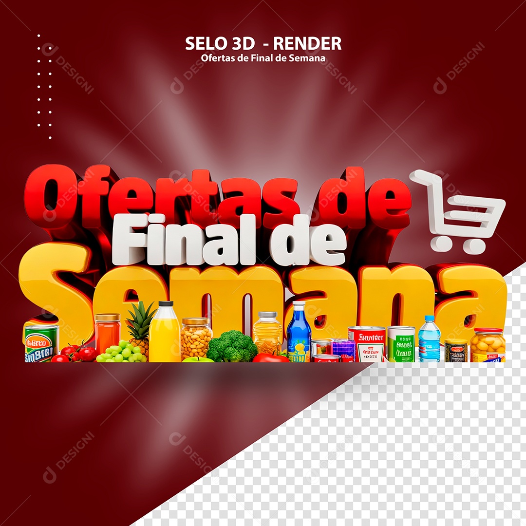 Ofertas de Final de Semana Selo 3D para Composição PSD