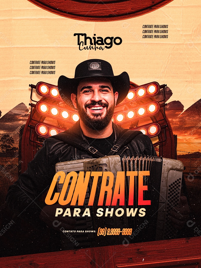 Flyer Próximos Shows Contrate para Shows Thiago Cunha Social Media PSD Editável