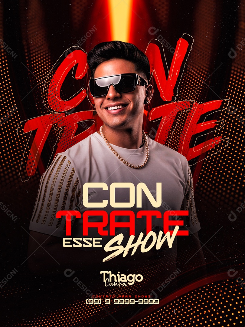 Flyer Próximos Shows Contrate Esse Show Thiago Cunha Social Media PSD Editável