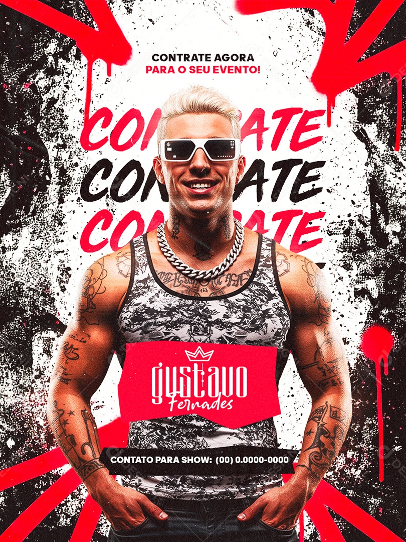 Flyer Próximos Shows Contrate Gustavo Fernades Social Media PSD Editável