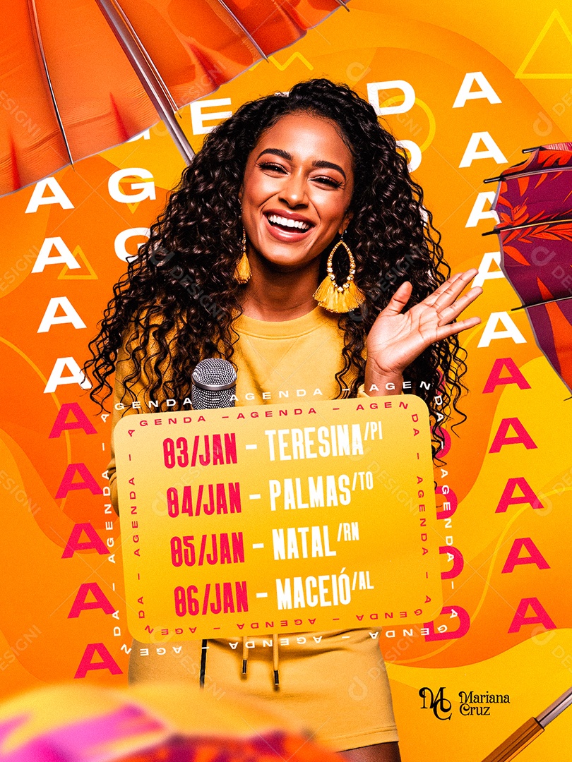 Flyer Próximos Shows Agenda Mariana Cruz Social Media PSD Editável