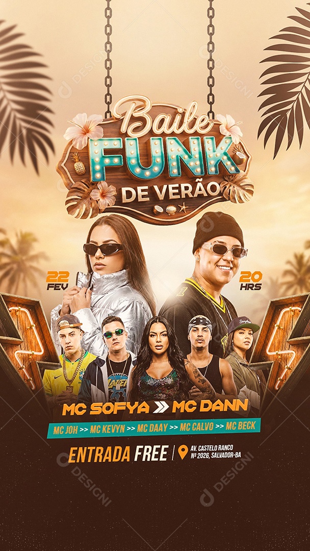 Flyer Baile Funk De Verão Social Media Story PSD Editável
